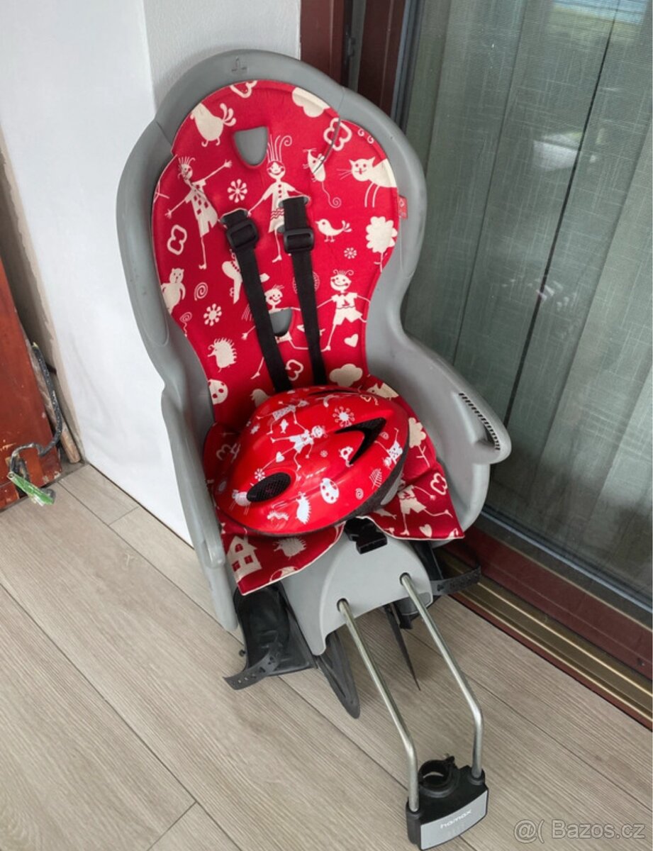 Dětská sedačka na kolo polstrovaná včetně helmy