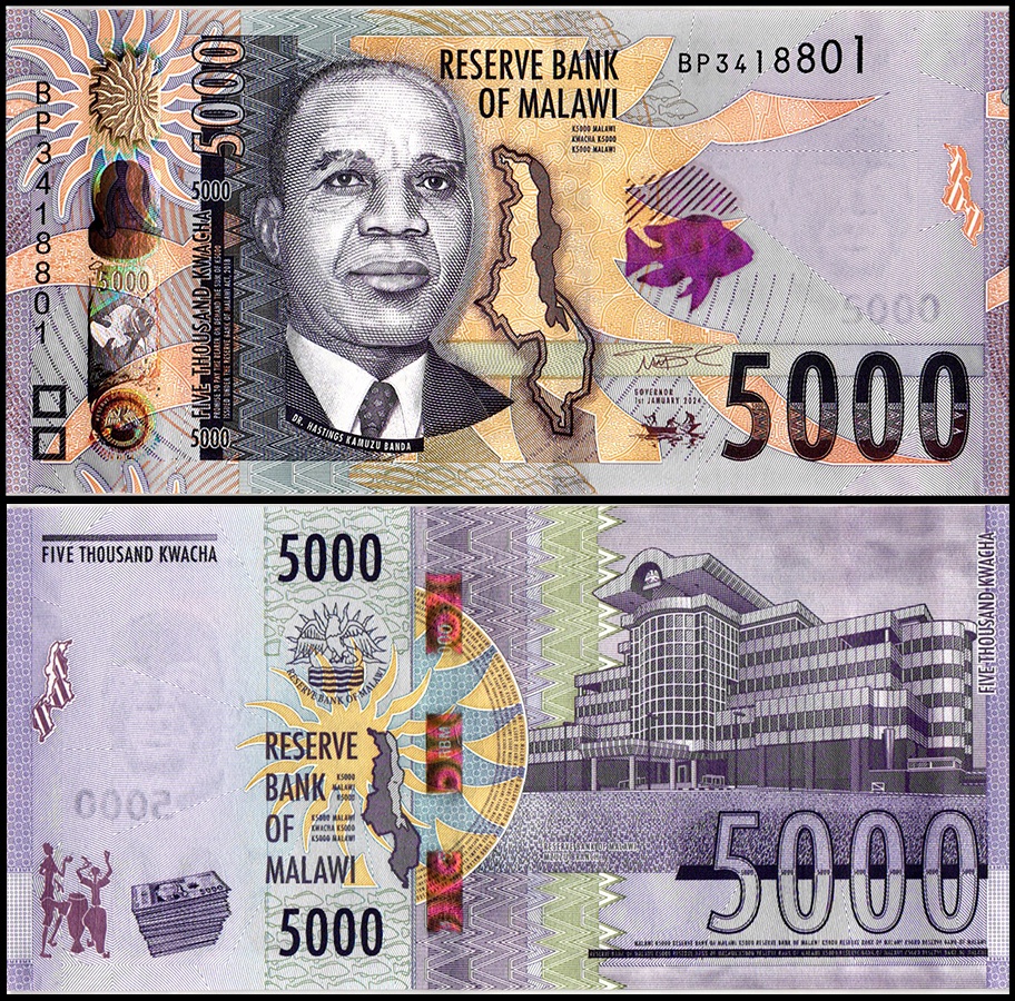 Malawi - 5000 Kwacha bankovka, 2024, UNC
