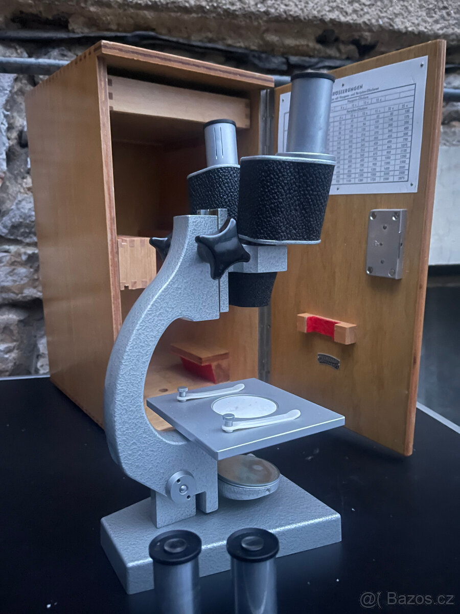 Profi neměcký binokulární mikroskop Hertel a Reuss Kessel vč