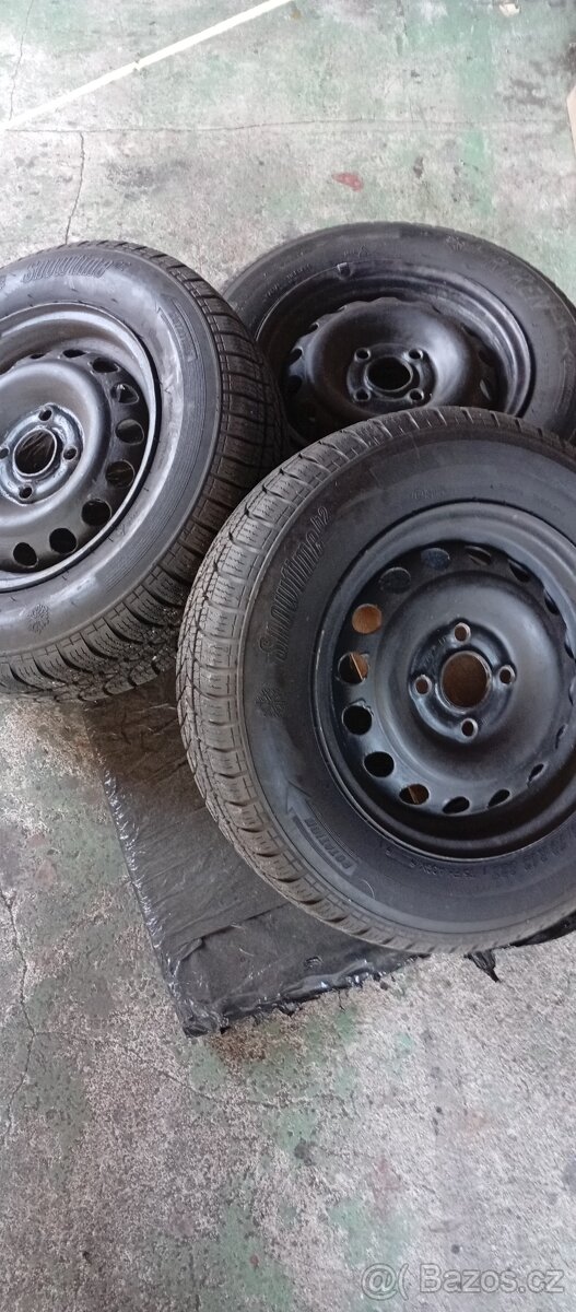 ORIGO OCELOVÉ DISKY + ZIMNÍ 90% pneu 175/70R13+POKLICE