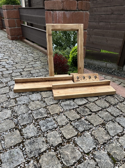 Koupelnový set zrcadlo, police, věšák