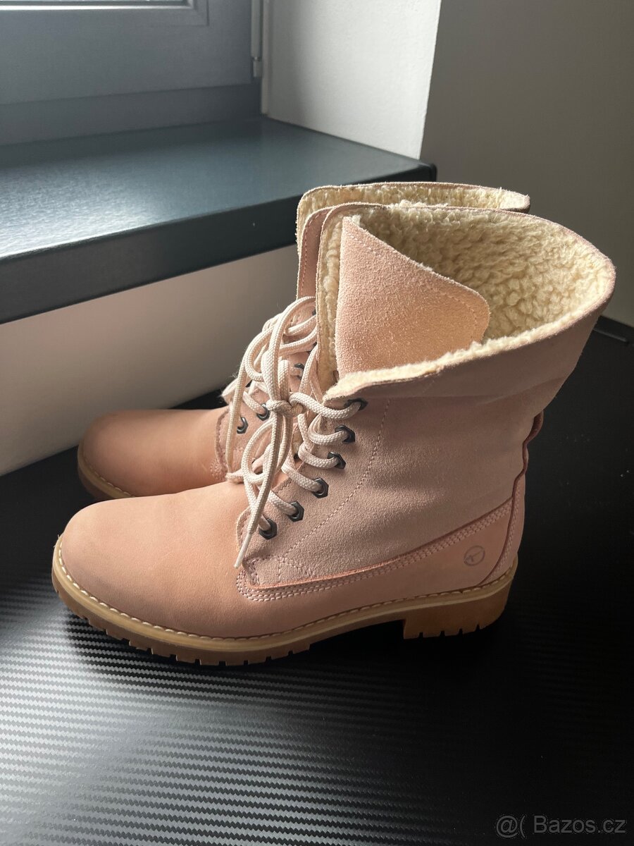 Zimni boty Tamaris 39 kožené s kožíškem