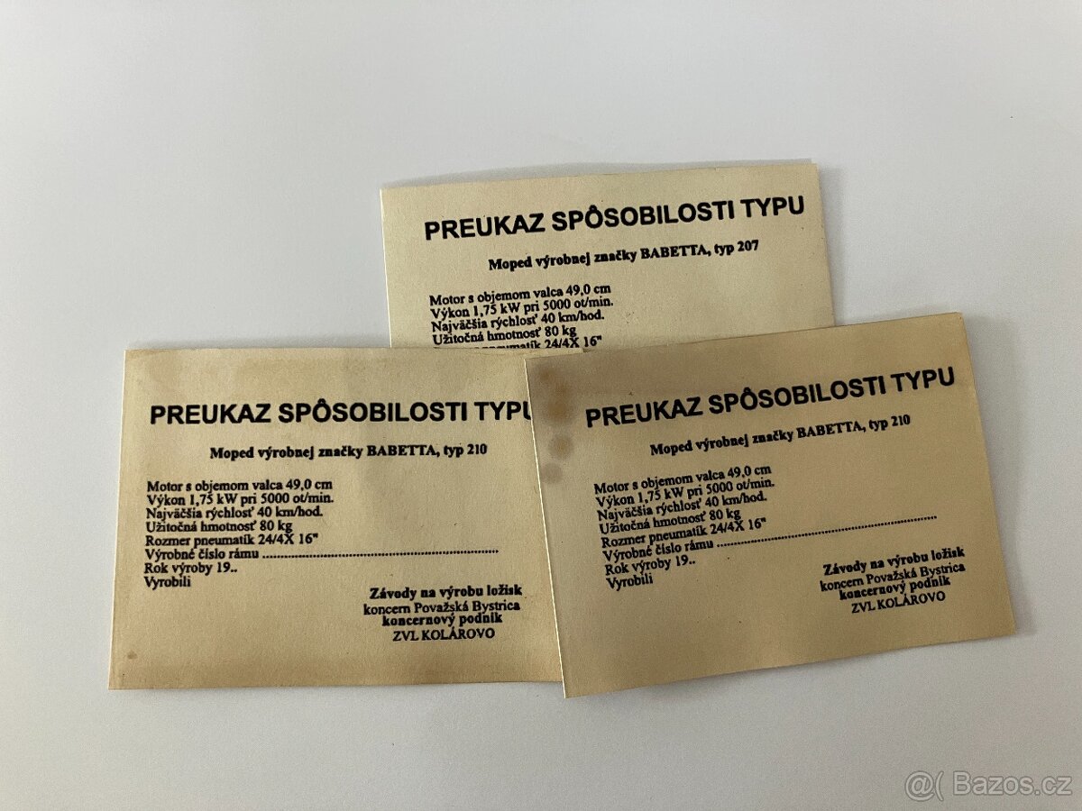 babeta 207 a 210 kartička