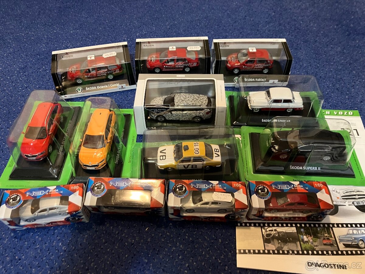 Modely 1:43 Škoda Octavia, Fabia 120, Kaden Abrex DeAgostini