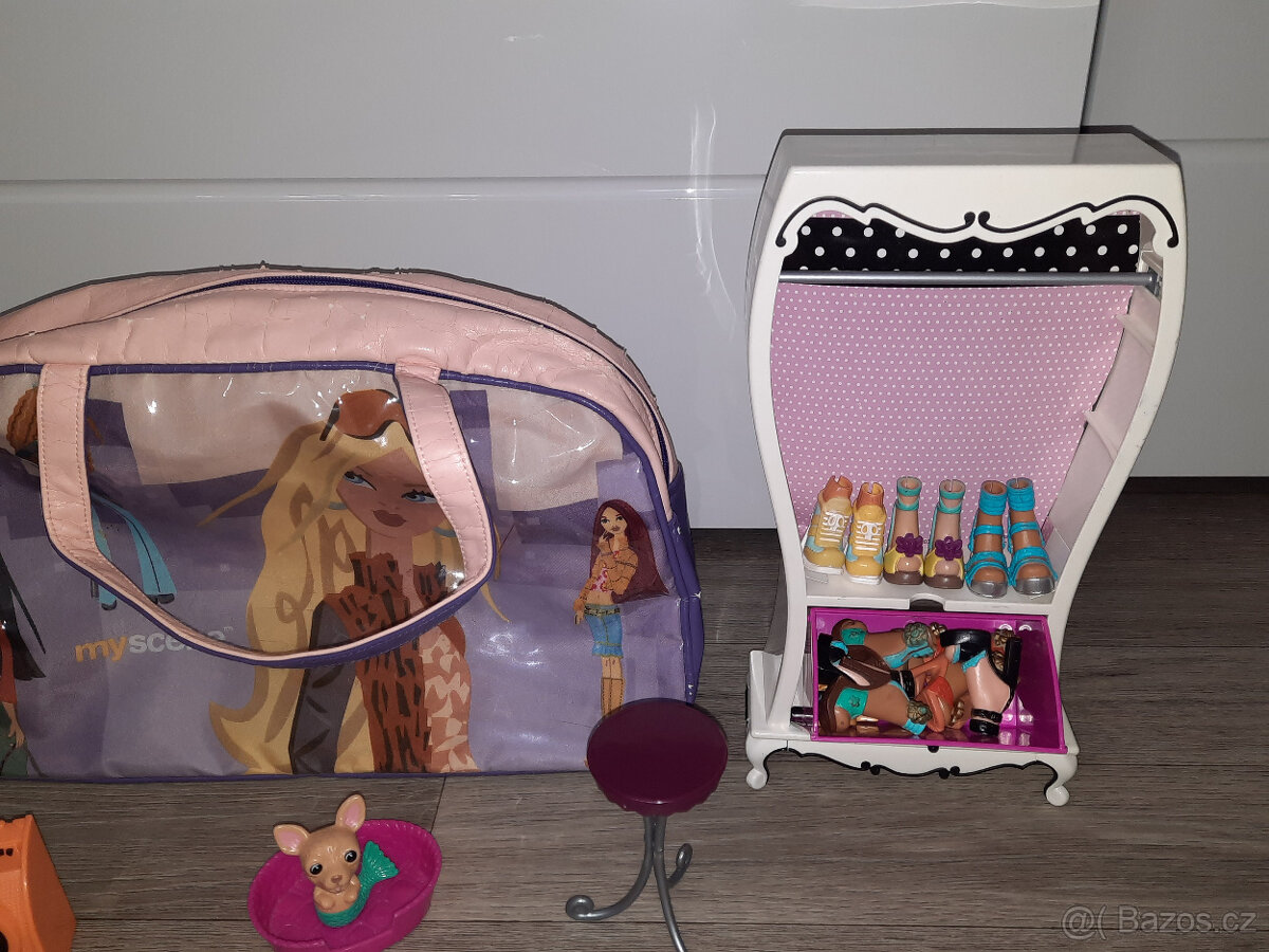 Barbie My Scene nábytok, taška a doplnky