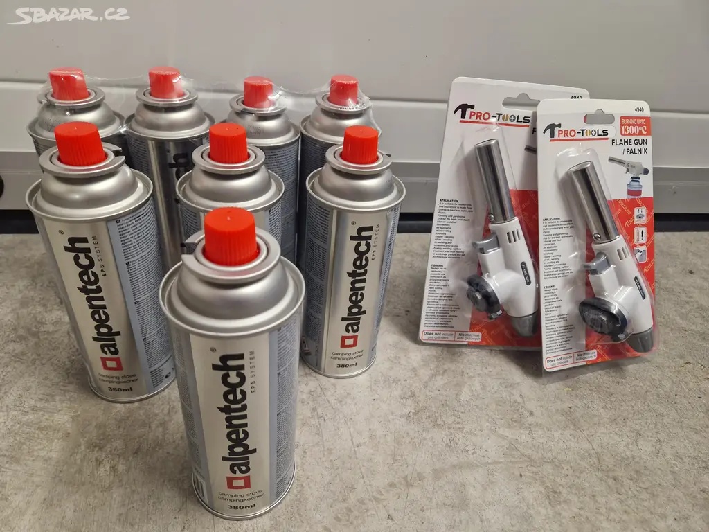 2× Plynový hořák + 8ks plynové kartuše 380ml