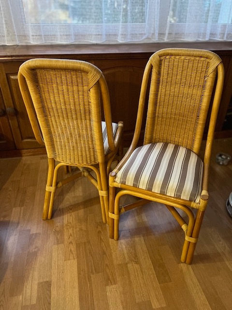 Ratanové židle s polstrovaným sedákem