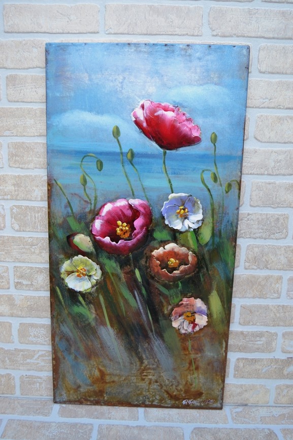 3D kovový obraz MÁKY 80x40