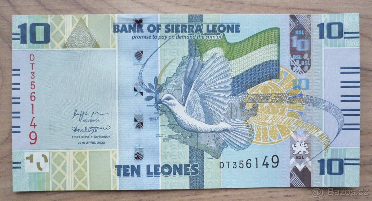 Bankovka, Sierra Leone, 10 leones ročník 2022