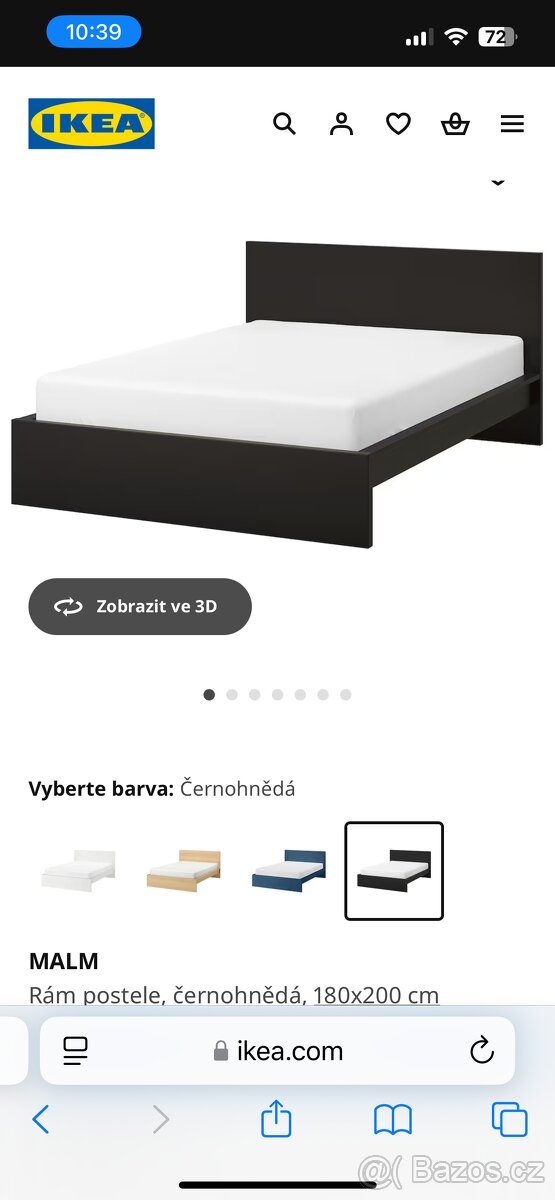 Postel manzelska 180x200 Ikea Malm cerna