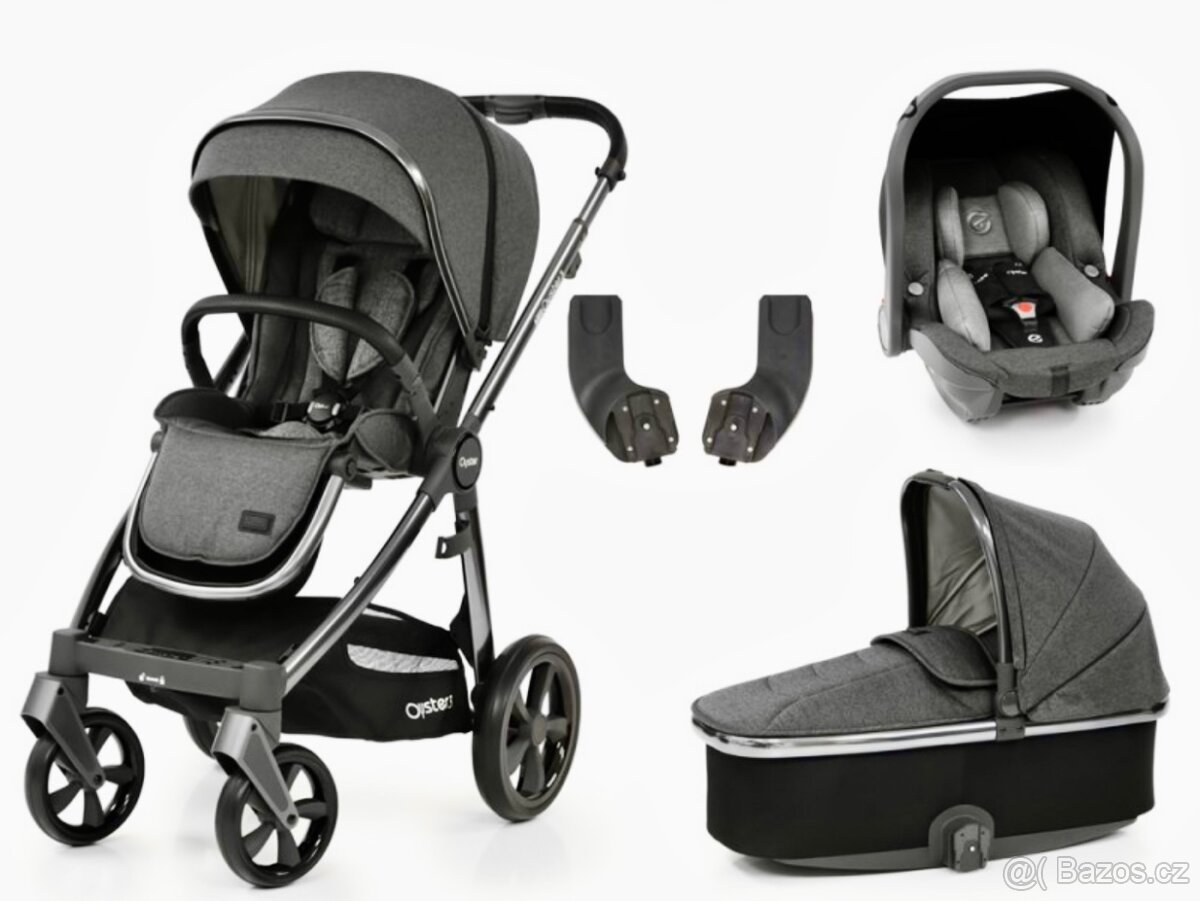 Kombinovaný kočárek OYSTER 3 4v1 Mercury/City black/fossil