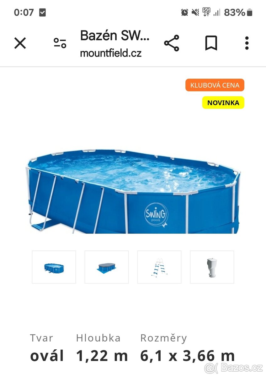 Nadzemní bazén SWING FRAME Splash Ovál