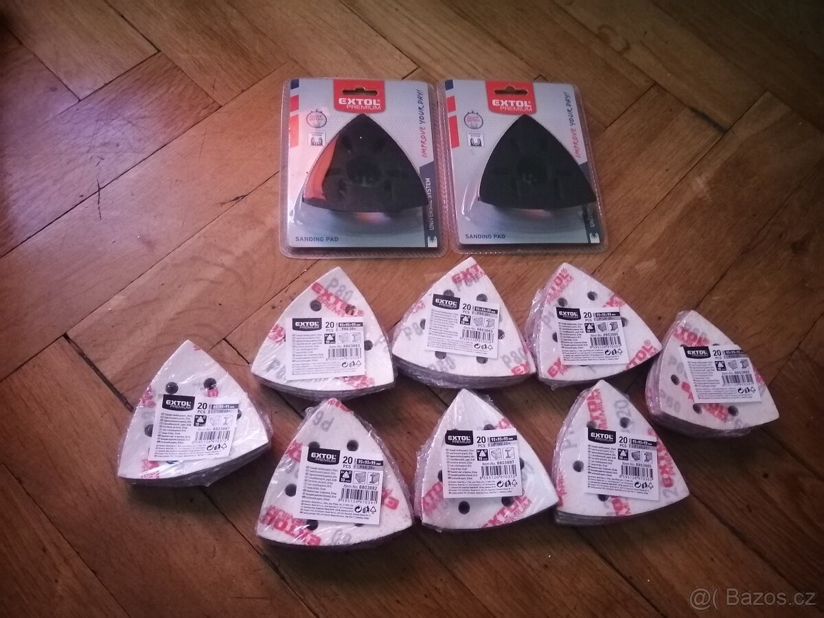 2 x Nosič brusných papírů EXTOL PREMIUM + 8 balení brusných