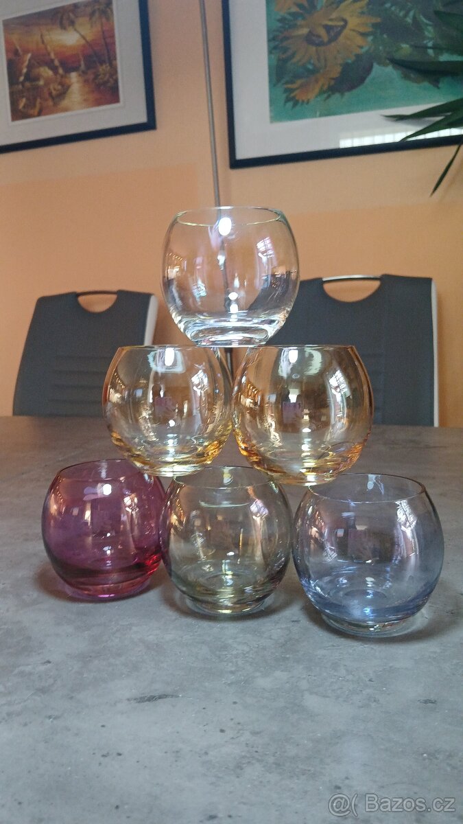 Retro kulovité sklenky na whisky 200ml