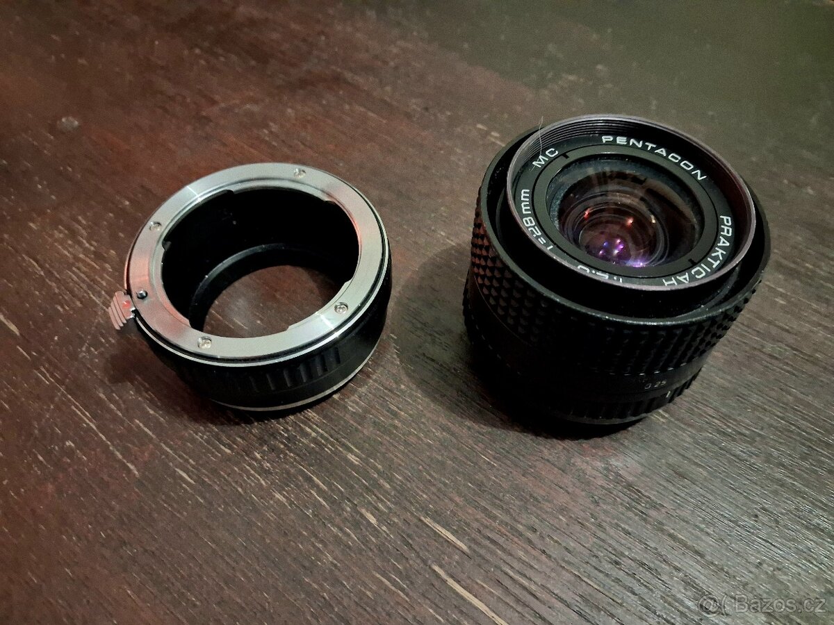 Objektiv Pentacon prakticar 1:2.8 f=28mm MC + Adapter