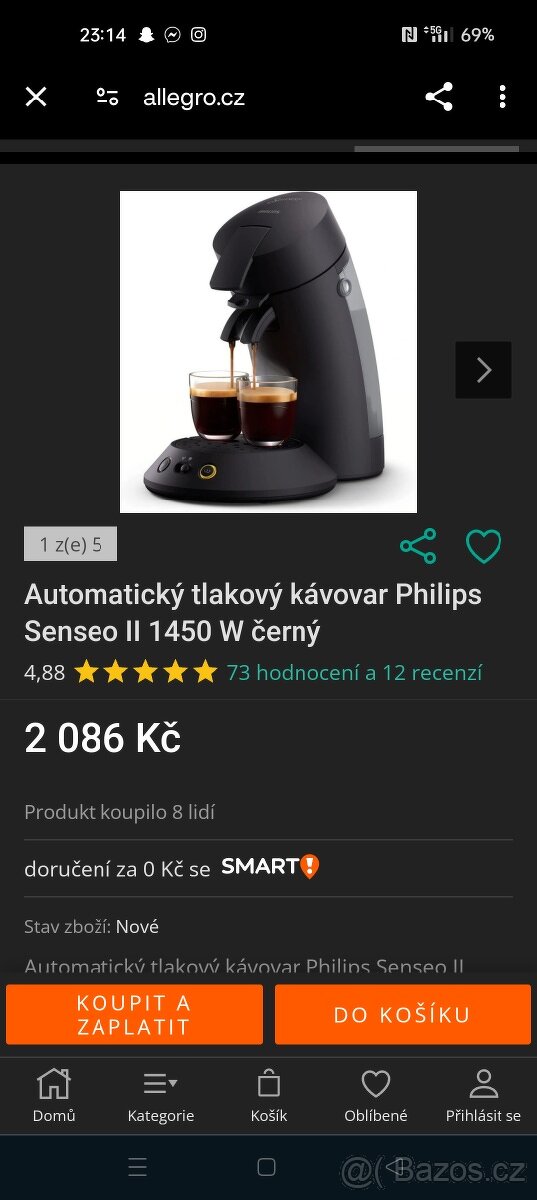 Kávovar Philips Senseo CSA210 Plus NOVÝ MODEL
+ Kapsle