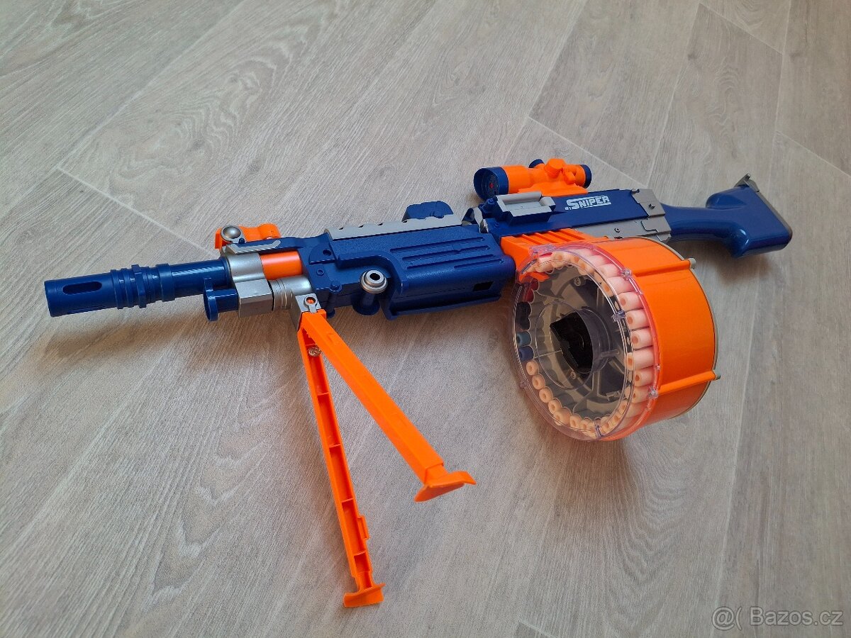 Prodám Nerf pistol, samopal Fire storm velký