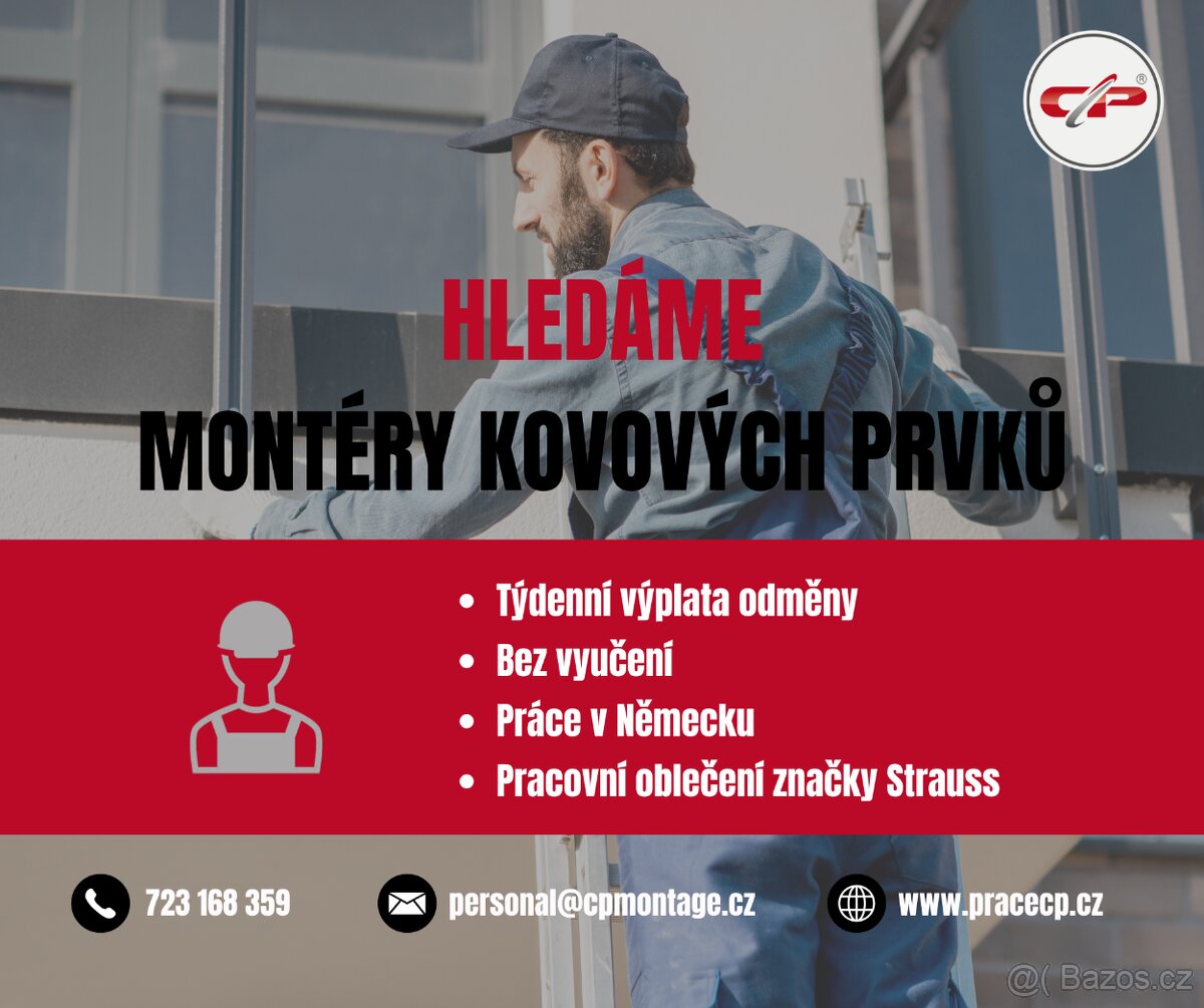 Práce v Německu s TÝDENNÍ výplatou - montér kovových prvků