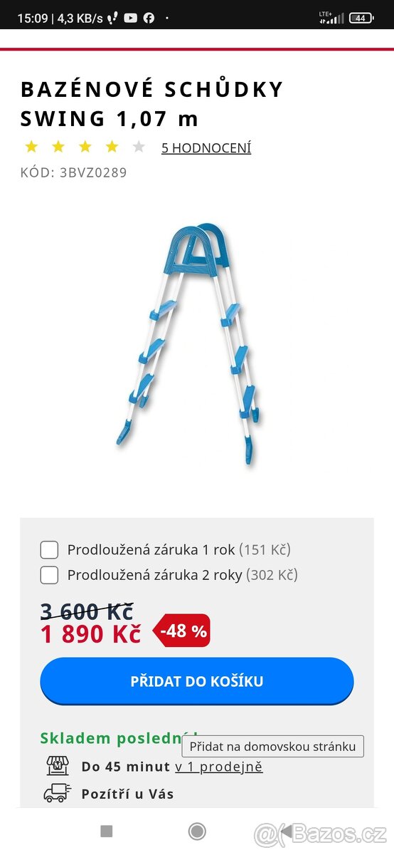 Schůdky do bazénu Mountfield