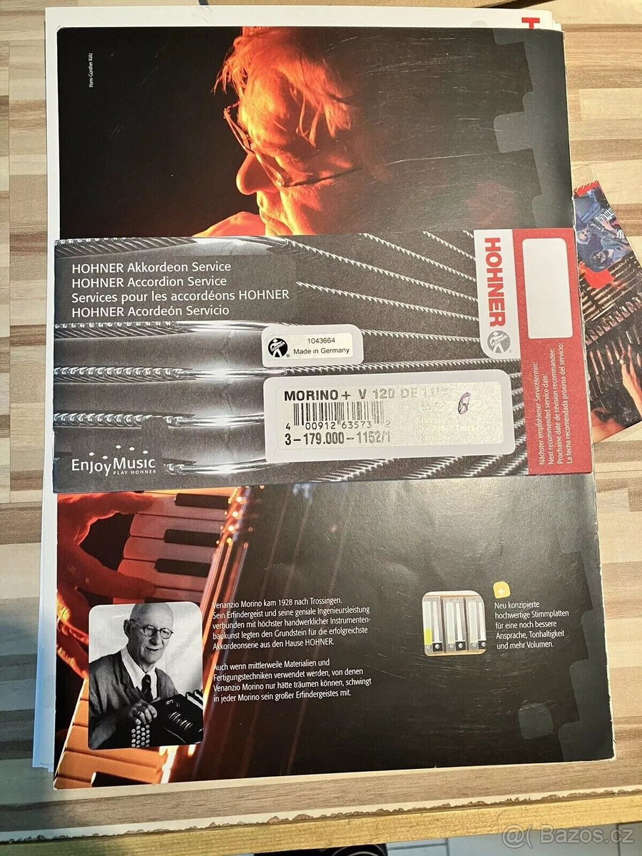 Akordeon, Hohner Morino + V 120 de Luxe, Cassotto, černý