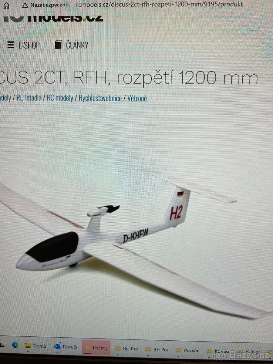 větroň DISCUS 2CT, rozpětí 1200 mm, Graupner