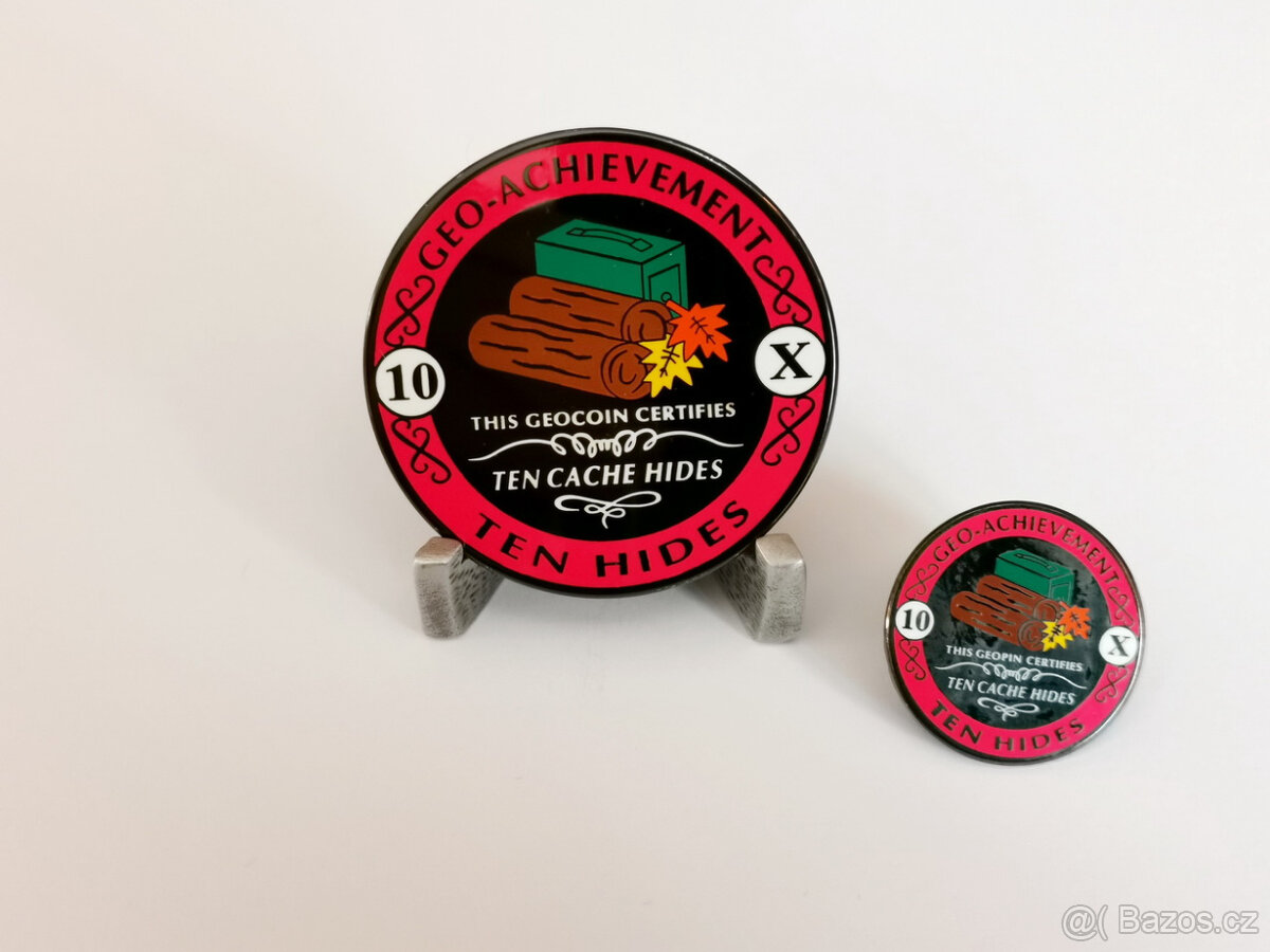 Geocaching Geocoin Achievement set - 10 ukrytých