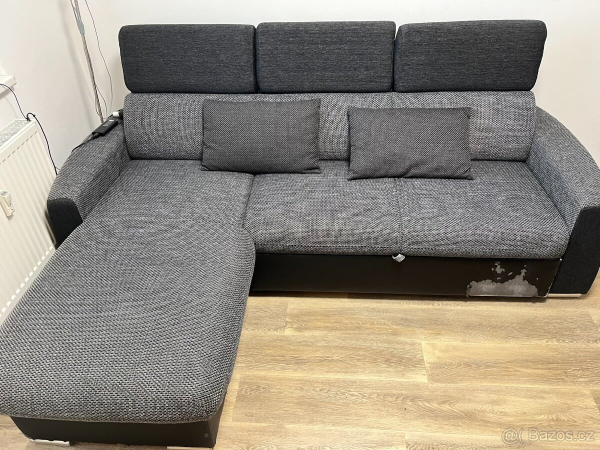 Rohová sedací souprava Sconto Lumio - šedá/černá