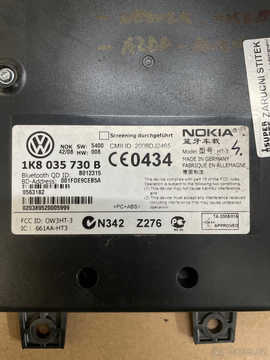 Bluetooth jednotka VW tiguan/golf