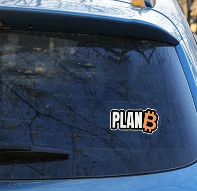 BIT.COIN samolepka na auto - PLAN B