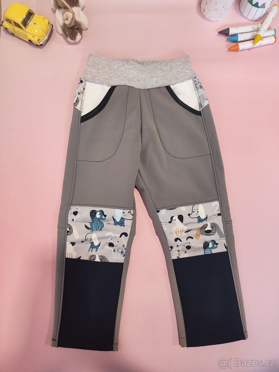 Dětské softshellové kalhoty pejsci vel.104