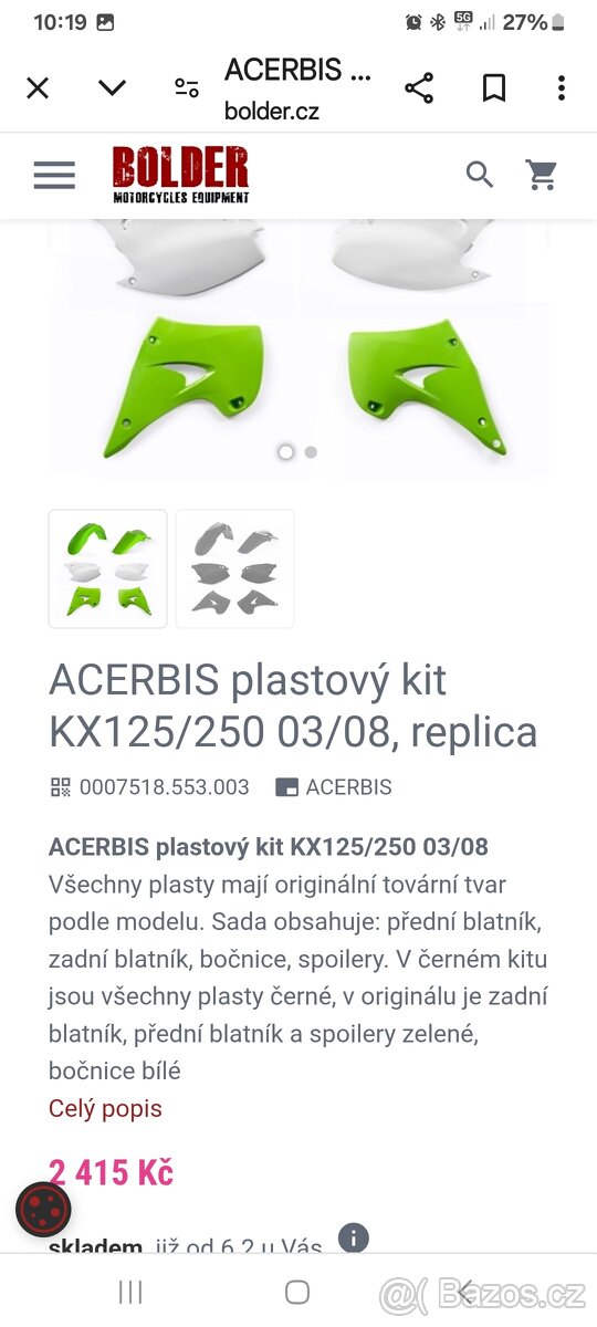 Spojlery KX 250 2003 prsíčka