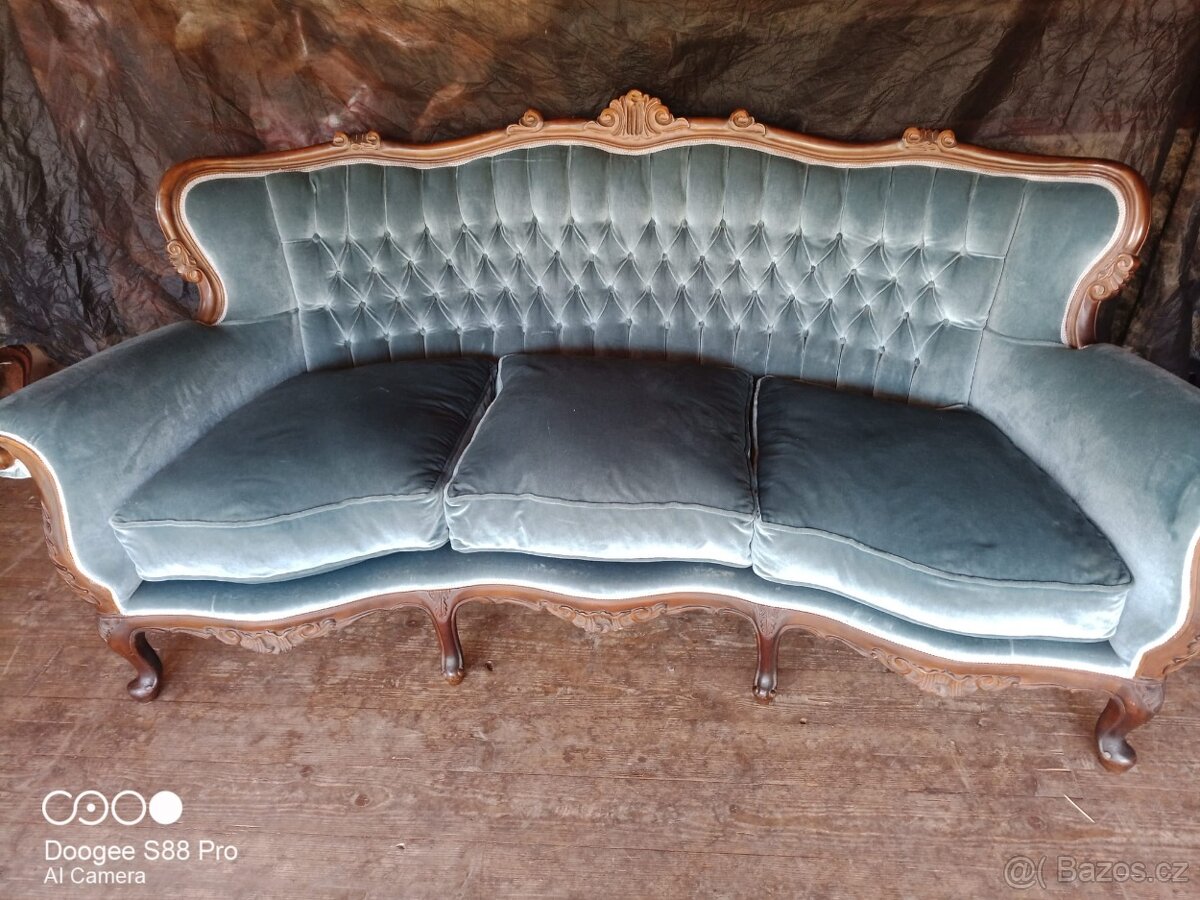 Nádherný stylový dřevěný gauč pohovka sofa sedačka