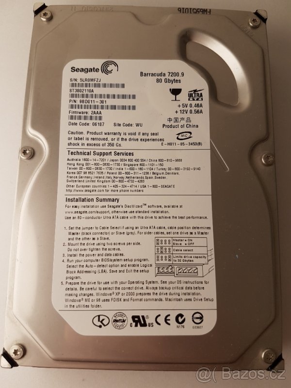 Pevný disk do PC 3.5" pata Seagate 80GB st3802110a