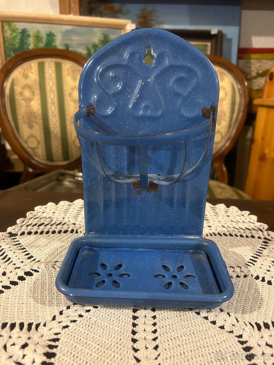 Smaltovaný držák na mýdlo vintage,kon.19st.