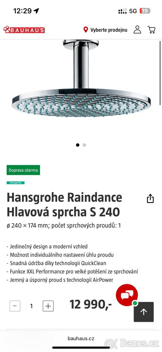 Sprcha HANSGROHE - nova Sleva 50%