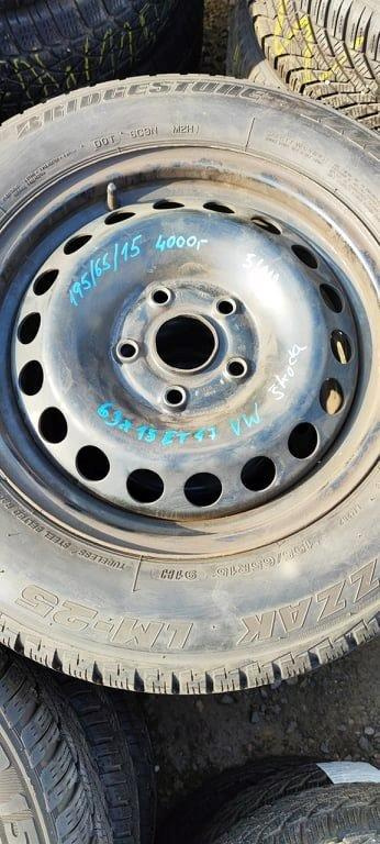 Plechová kola 15" s pneu 195/65/15, 6Jx15, ET 47, VW, Škoda