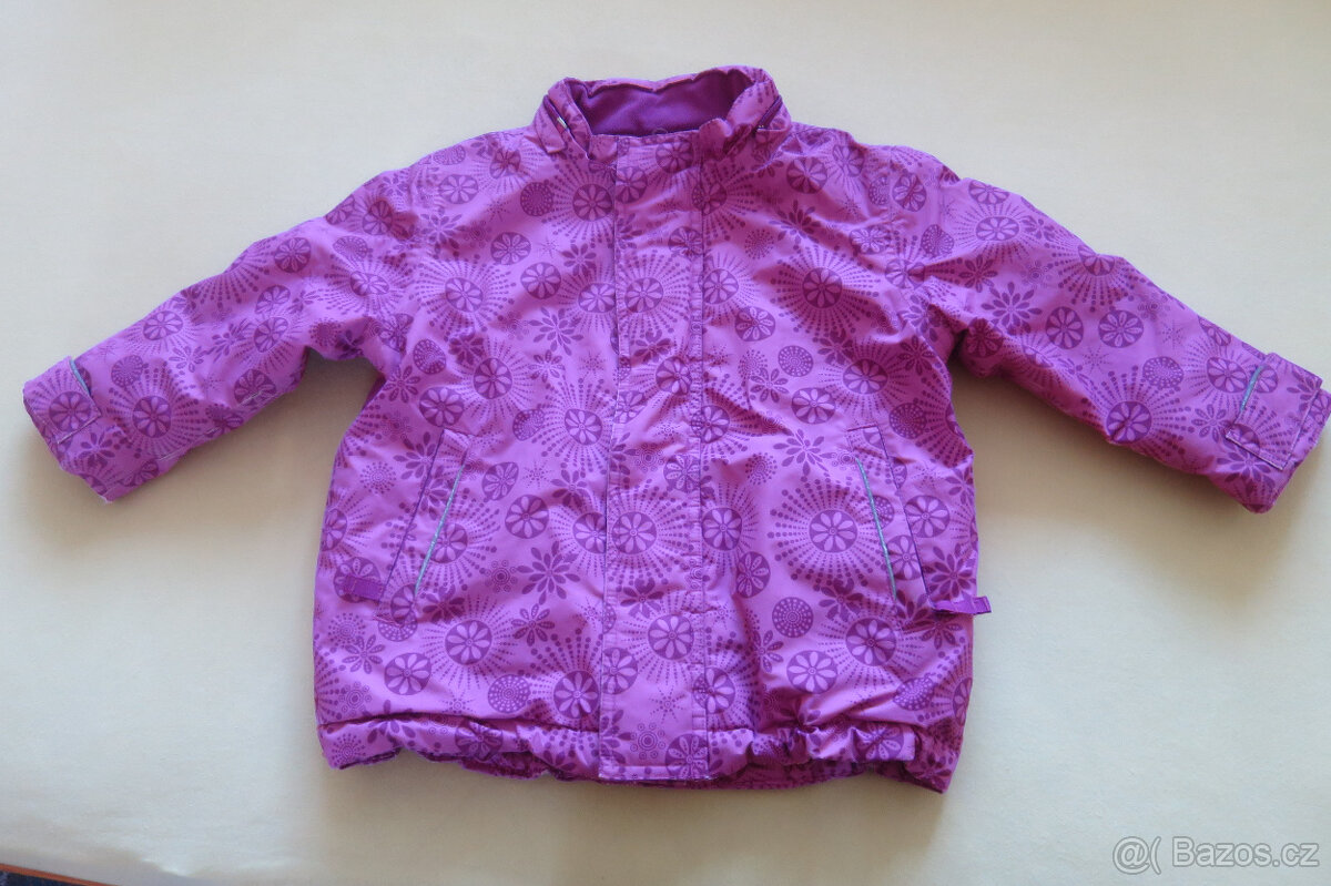 Dívčí zimní bunda vel. 98-104, na zip a suchý zip, kapsy na
