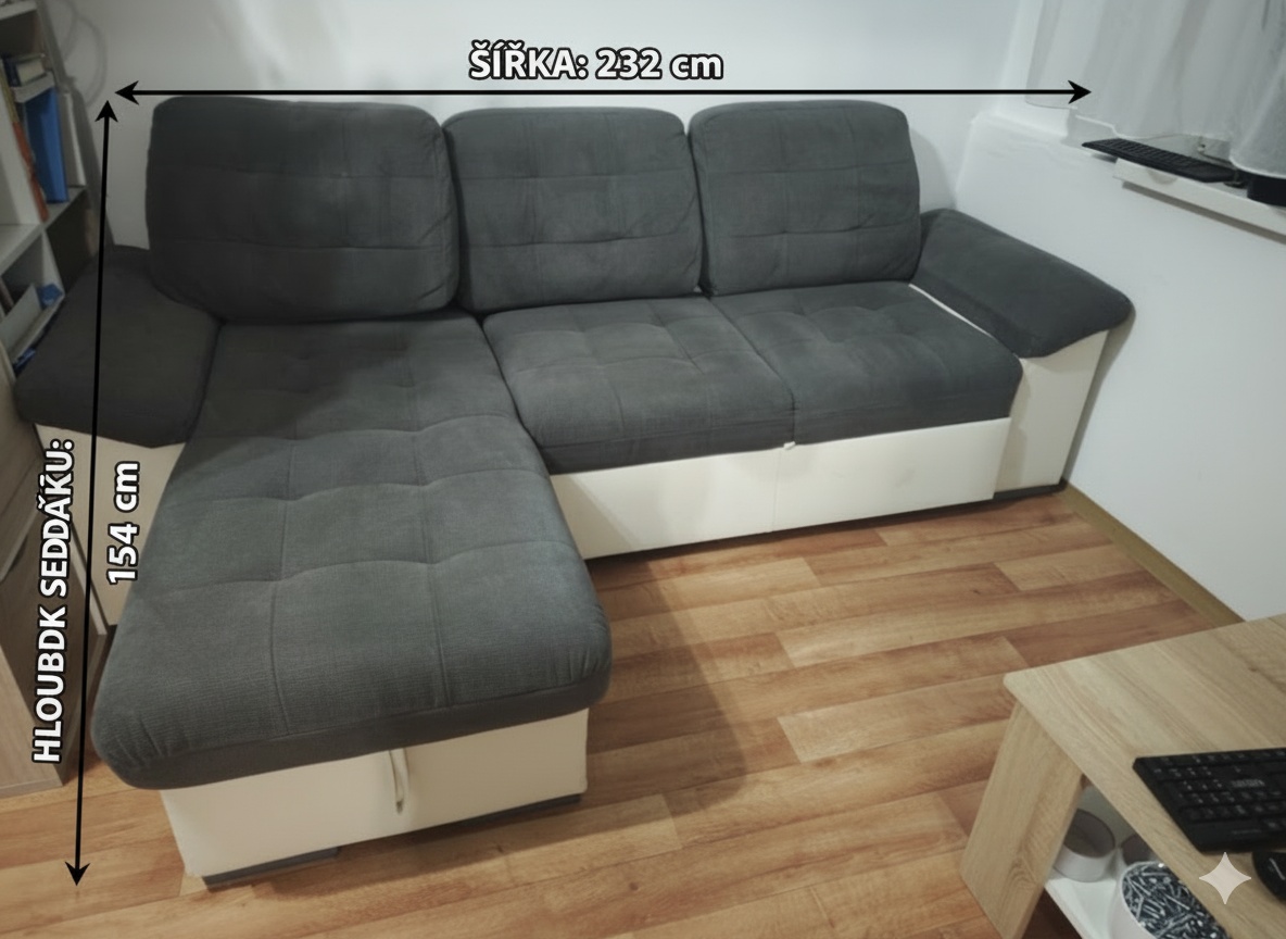 Rozkládací rohová sedačka