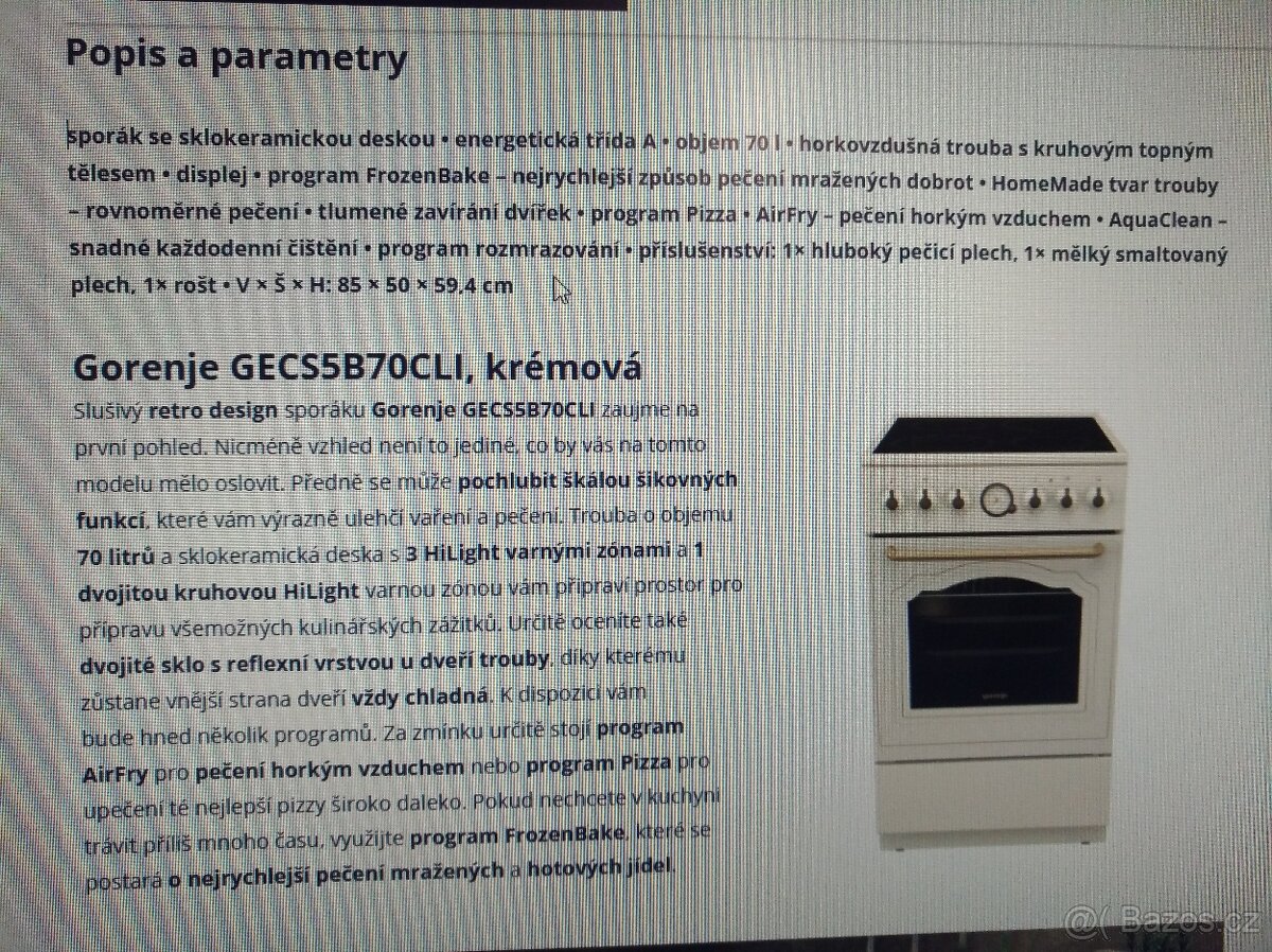 Sklokeramický sporák Gorenje GECS5B70CLI