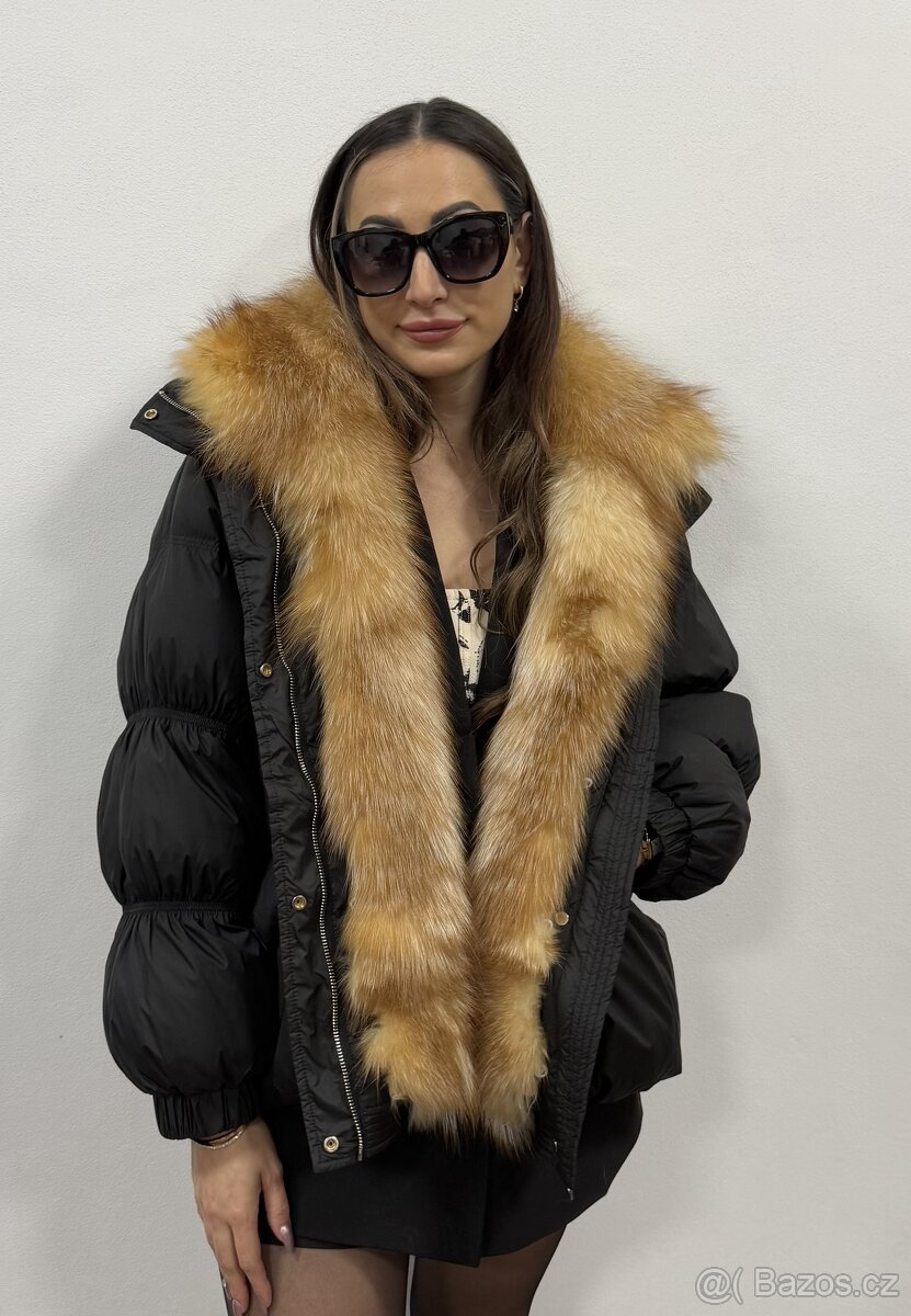 Dámská péřová bunda s pravou liščí kožešinou