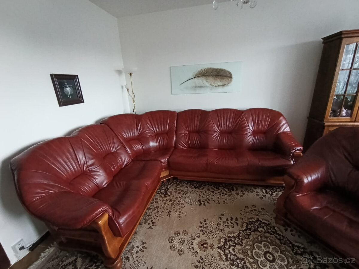 Set kožené sedačky a křesla