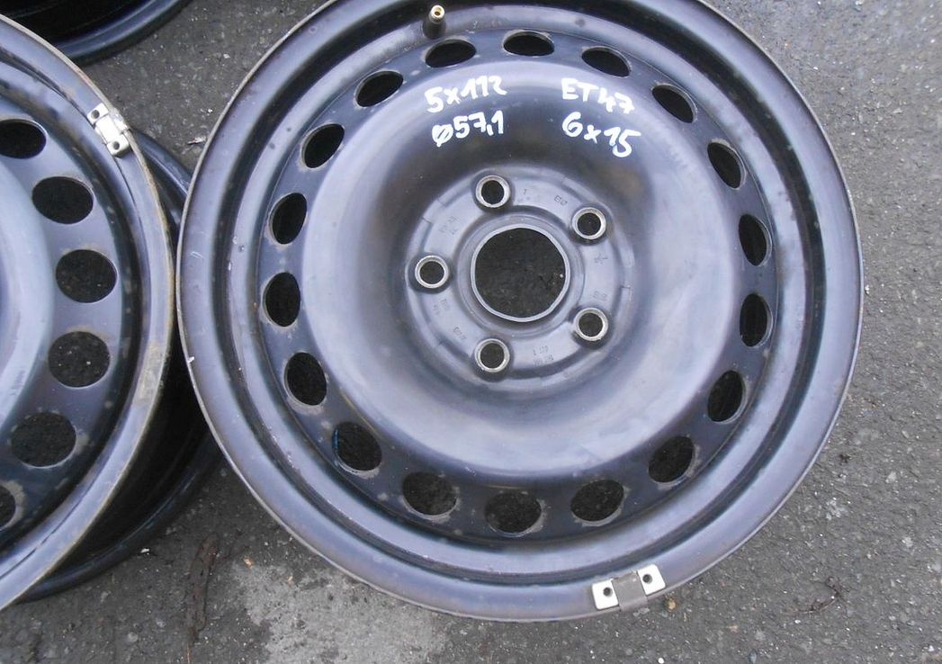 Plechové disky 15",rozteč 5x112,ET 47,šíře 6J, střed 57,1