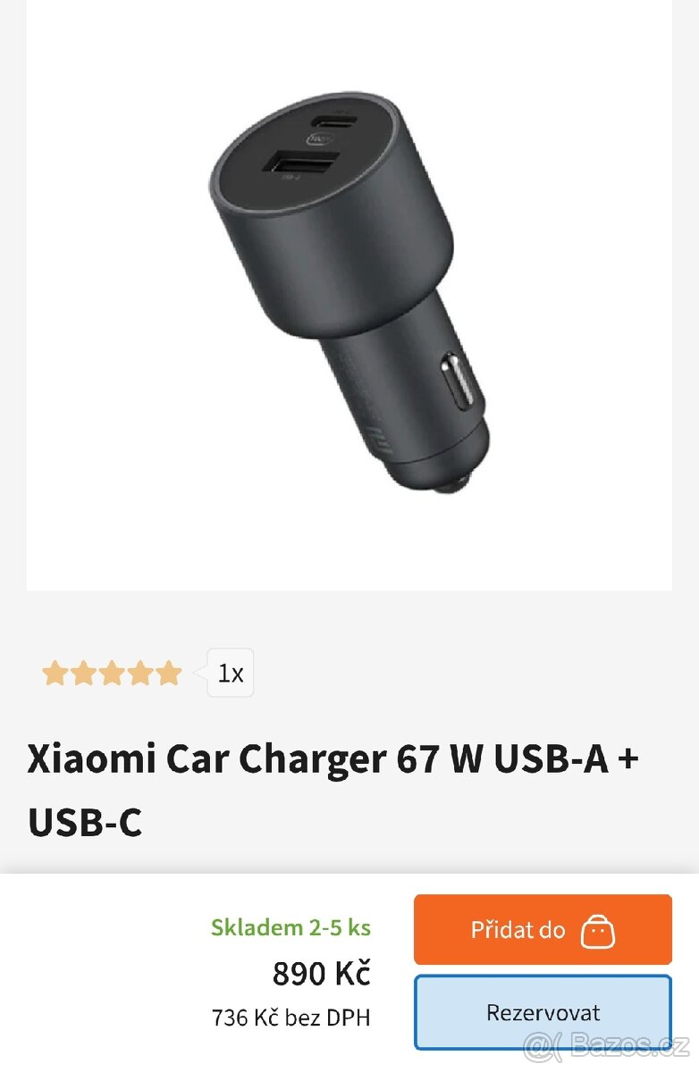 AUTO NABÍJEČKA XIAOMI 67W (NOVÁ)