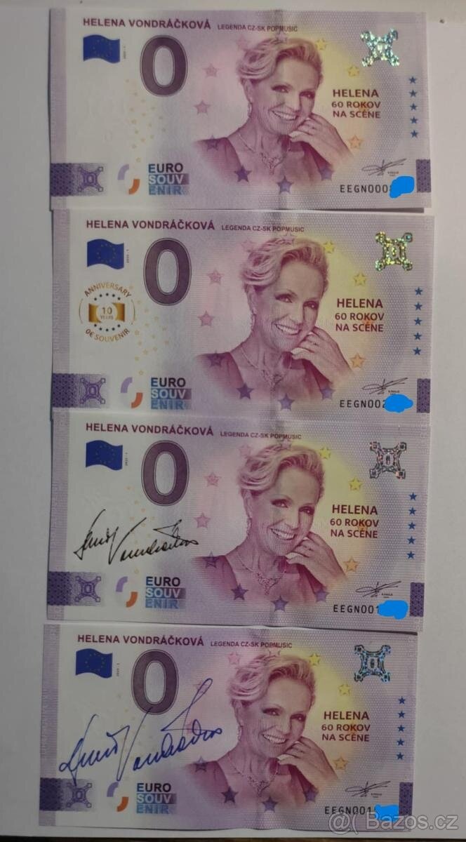 Helena Vondráčková Euro souvenir 4 kusy.Kompletni slovenská