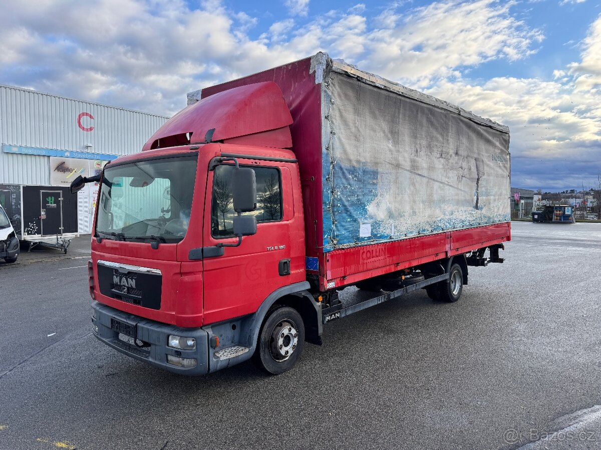 MAN TGL 8.180, valník s plachtou,čelo