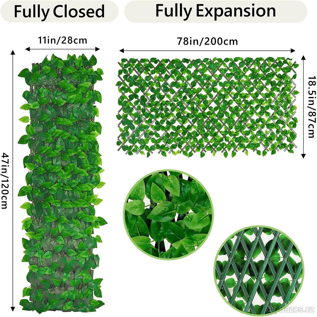 Umělý břečťanový plot 200 × 90 cm (4 ks)