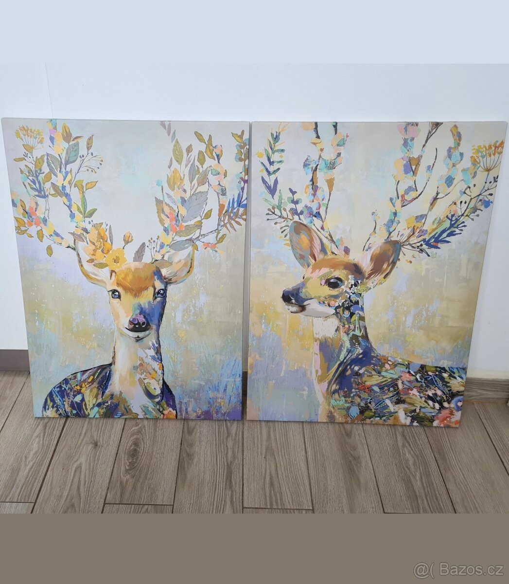 Obrazy Ikea barevný sob, 50x70 cm