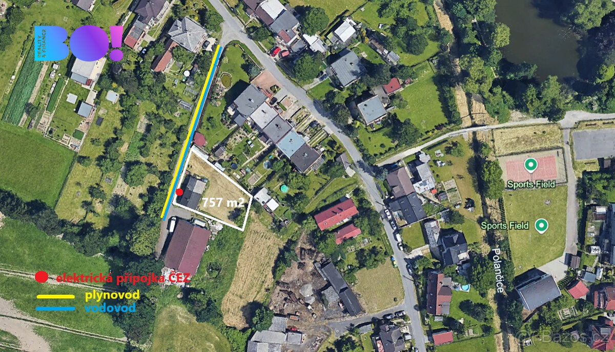 Prodej stavebního pozemku, 757 m2, Polanka nad Odrou