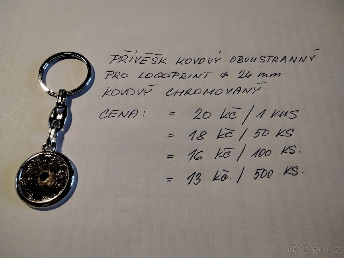 Přívěšek kovový oboustranný pro logoprint pr. 24 mm