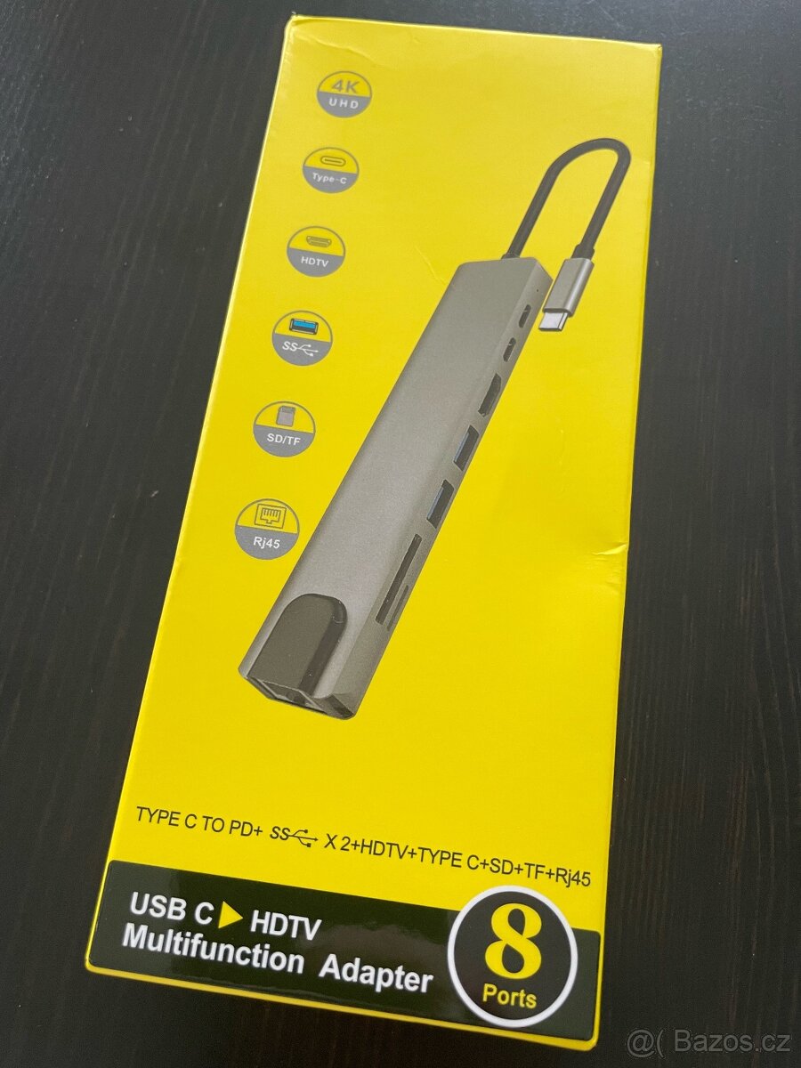 USB-C hub 8 in 1 (HDMI, PowerDelivery, LAN, USB 3.1, SD/TF)